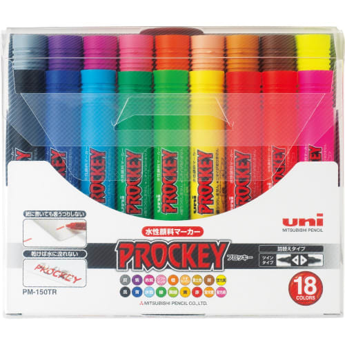 Mitsubishi Pencil water-based pen Plocky Twin 18 colors PM150TR18CN