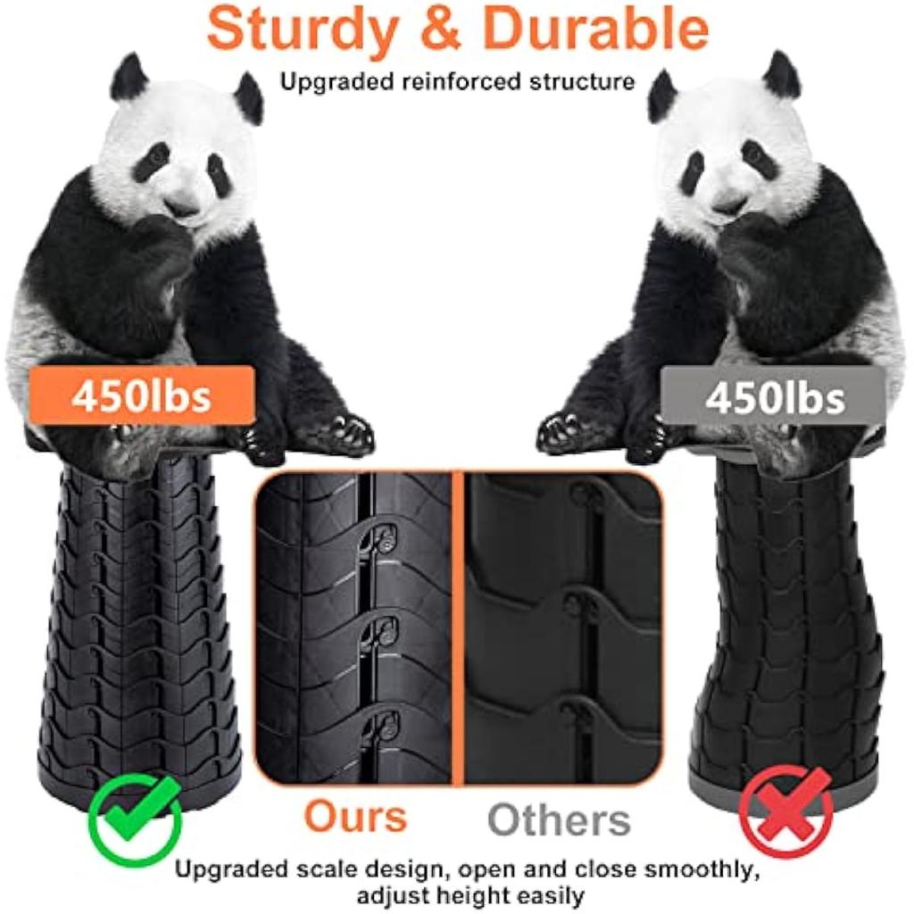 Collapsible Portable Stool, Upgraded Folding Camping Stool Load Capacity 450lbs Telescoping Foldable Retractable Stool for Adults