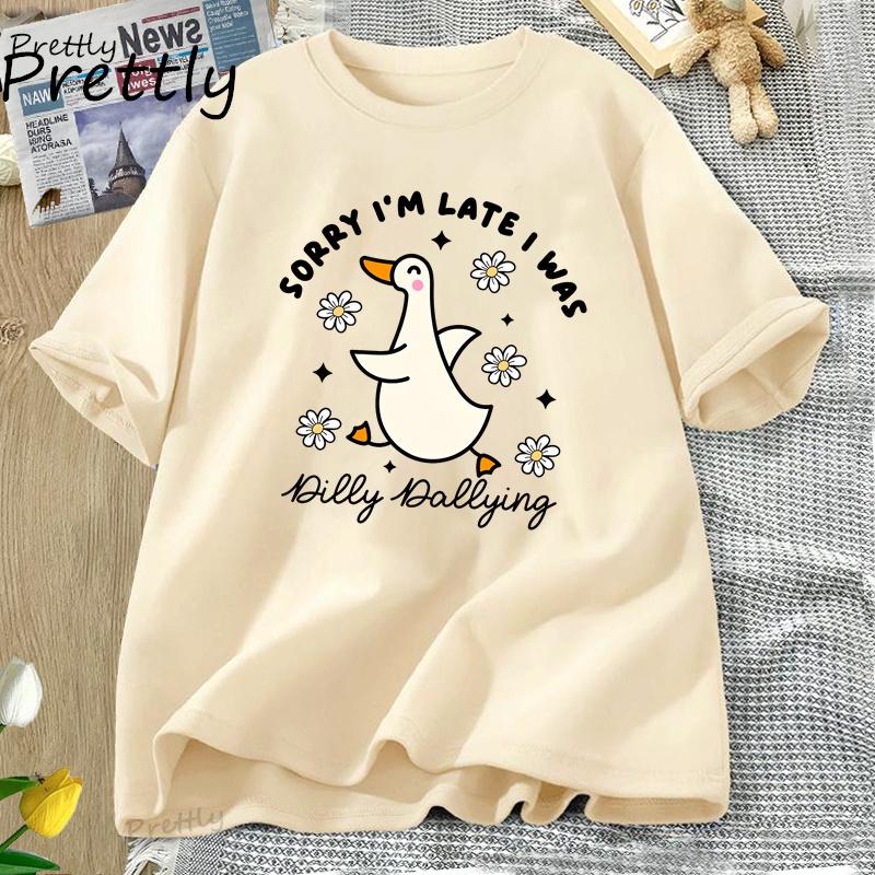 Kids T Shirt Funny Goose T-Shirt Graphic Tee Animal Humor Cute Goose Tee Girl Baby 2-14Y Clothing