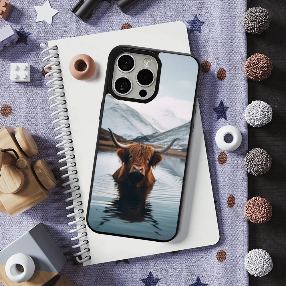 Милая Арт Шотландская Корова Для iPhone 15, Mini, 13, Max, 11, 16, 17, 14, Plus, 12, Pro, Для MagSafe, Магнитный Чехол Для Беспроводной Зарядки