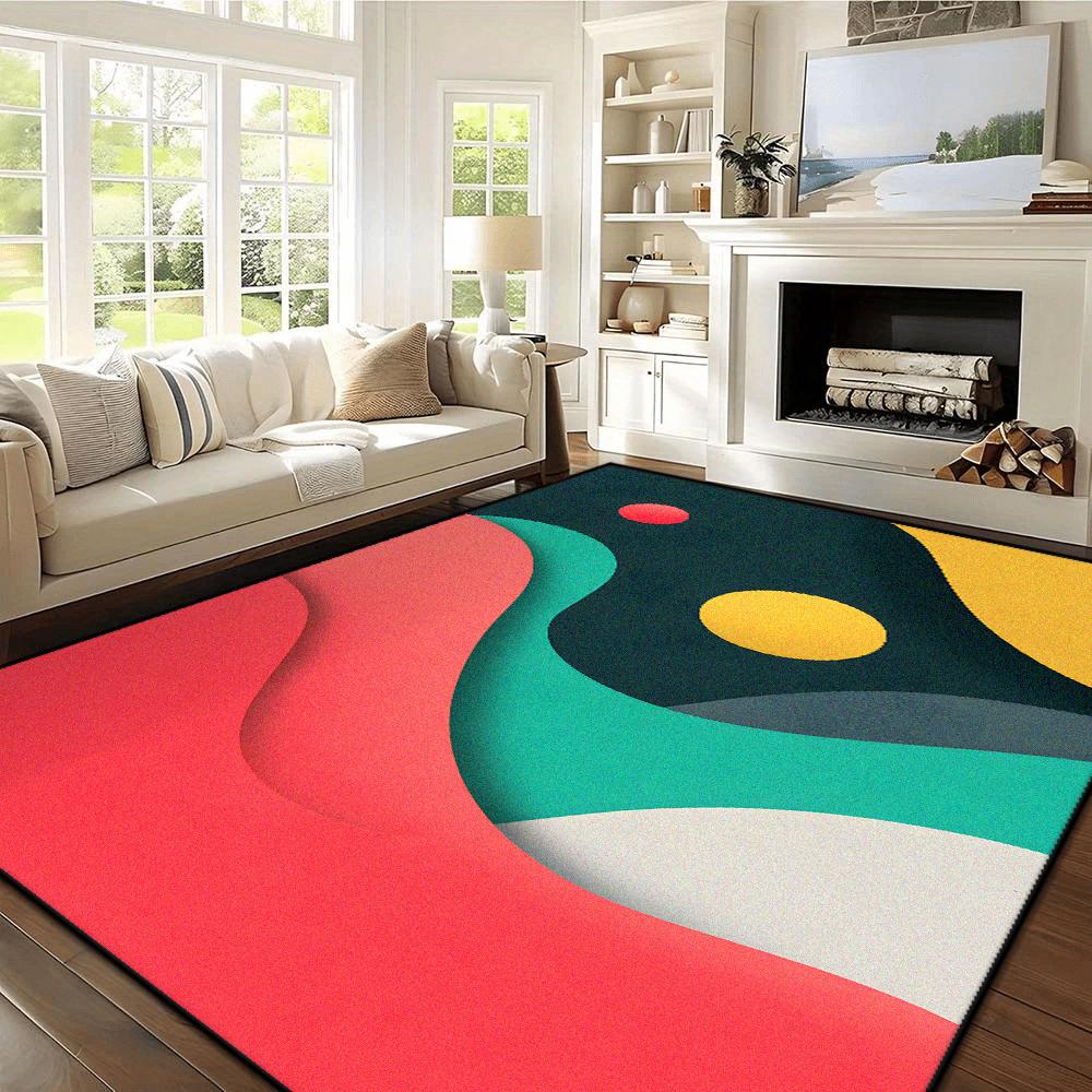Multicolour Abstract Rugs for Bedroom Carpets for Living Room Easy Care Cloakroom Non-slip Floor Mat Large Area Lounge Carpet