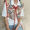Vintage Fake Collar Capelet Floral Printed Lace Up Waistcoat  Clothing Accessories