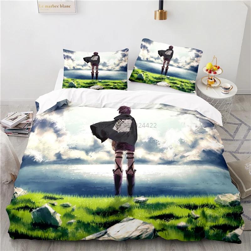 Japan Attack On Titan 3d Duvet Cover Sets Printed Bedding Set Pillowcase Twin Full Queen King Size Linen Bedclothes Dropshipping