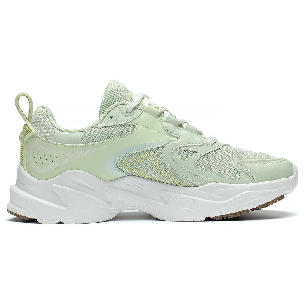 Li-Ning Кроссовки Meteor Non-Slip Shock Absorbing Durable Low-Go для женщин, белые, зеленые, ARXT010-4