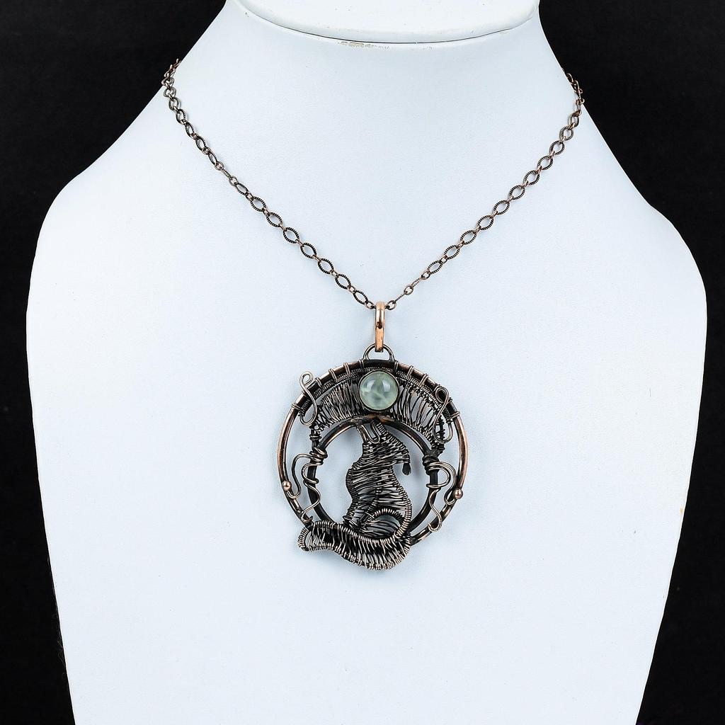 Подвеска из пренита, медная проволока, обернутая подвеска, ювелирные изделия из драгоценных камней, очень красивая подвеска для собаки, медные украшения, подвеска ручной работы для подарка, женская подвеска