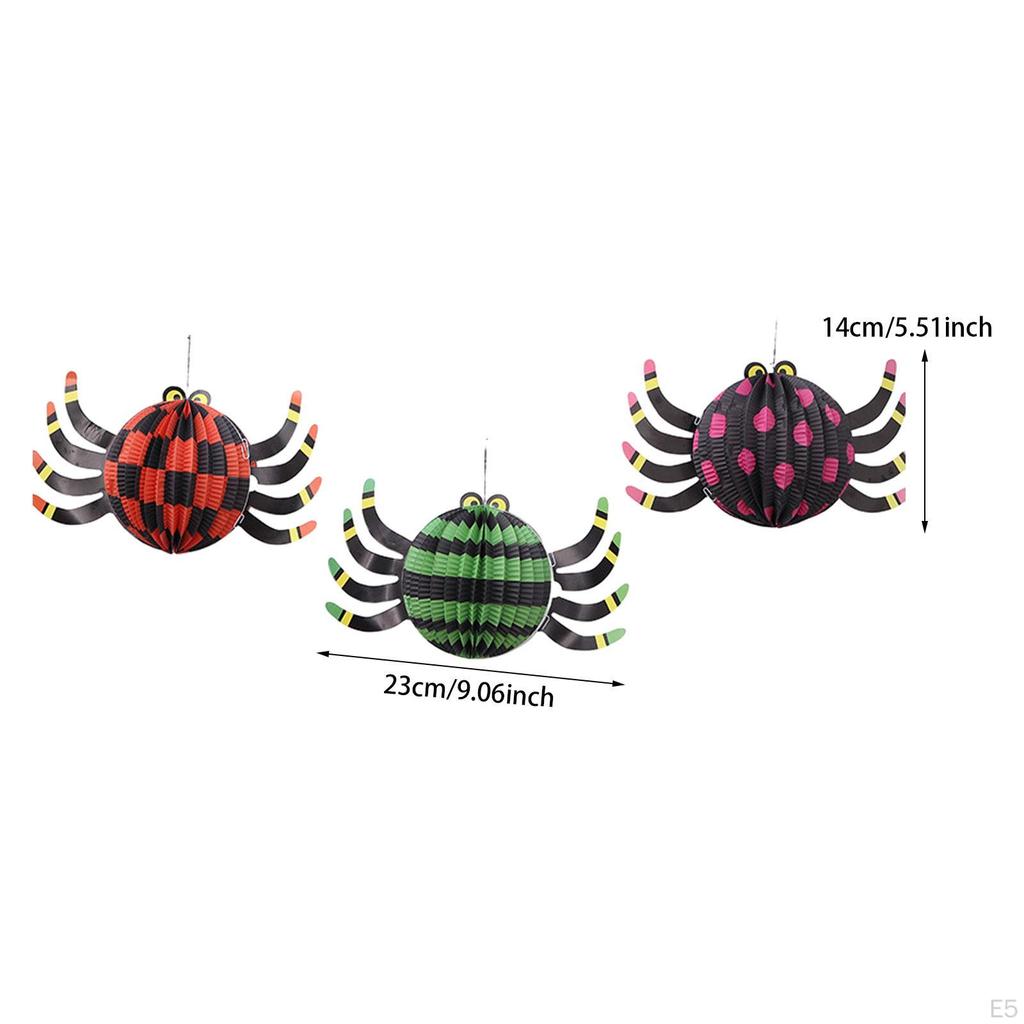 3Pcs Halloween Paper Lantern Hanging Ornament for Outdoor Indoor Doors Walls