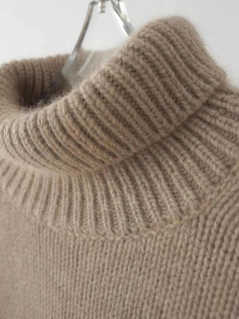 Women's Thick Knit High-Collar Loose Pullover Sweater - Versatile Autumn/Winter Style