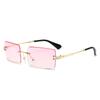 Rimless Rectangular Sunglasses Stylish Beautiful Comfortable UV Protection Rimless Sunglasses for Women