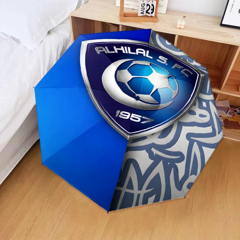 Al Hilal FC Crest Umbrella Folding umbrella, automatic umbrella 8-Frame for Travel, camping Use Gift for Halloween Christmas