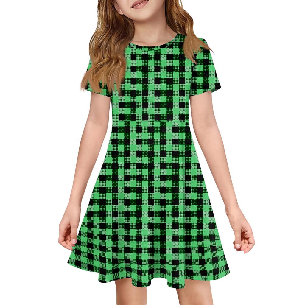 Девочка Летнее Платье Цвет & Принт Короткий Рукав Платье С Карманом Повседневное Платье Короткий Рукав Вечернее Платье Пасхальный День