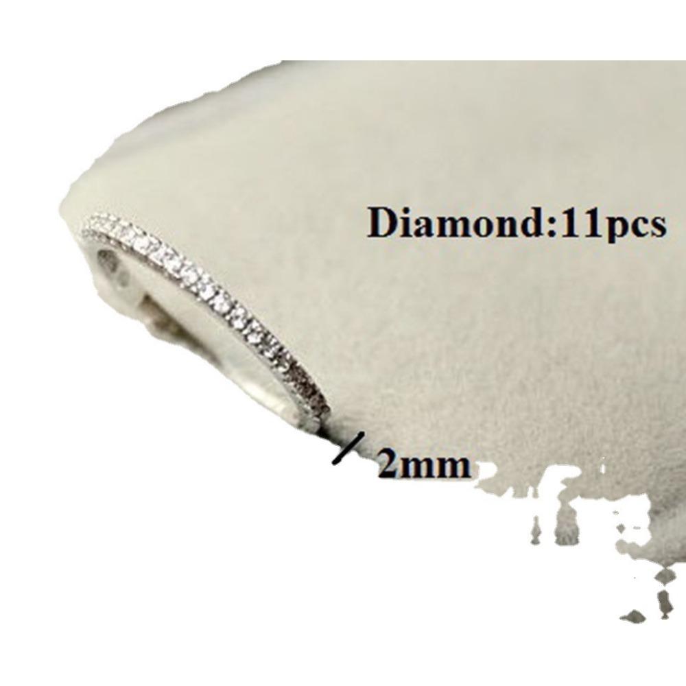 Silver Plated Couple Rings Single Row Diamond Band Wedding Engagement Ring for Women Men