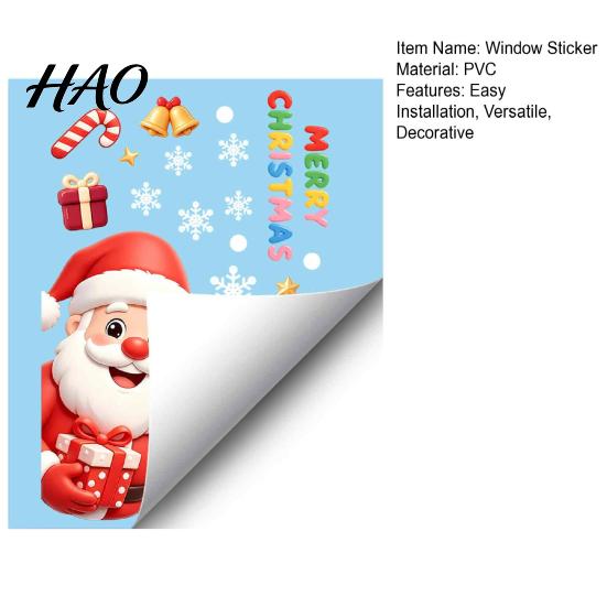Christmas Party Supplies for Windows Window Stickers, Static PVC Decals with Santa Claus Reindeer Snowman Thickened Durable Holiday Clings Patterns,
