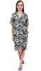 Floral Print Black Women Sleepshirt Notched Collar Sleepwear Nightshirt -