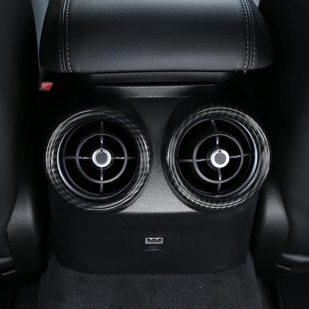 TOYCIDFG Car Rear Air Conditioner Vent Outlet Frame Cover Trim for Alfa Romeo Stelvio 2017-2020, Carbon Fiber Style Car Decoration Accessories