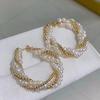 SGARIT Модные ювелирные изделия 14K позолоченные серьги-кольца с натуральным пресноводным жемчугом Высококачественные серьги-кольца с жемчугом для женщин
