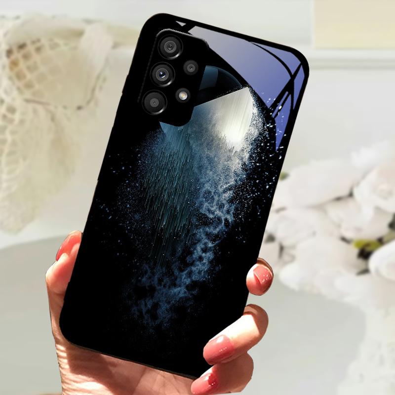 Стеклянный Чехол Для Samsung A13 A23 4G 5G Мультяшный Закаленный Стеклянный Чехол Для Телефона Для Galaxy A33 A53 A73 5G Жесткий ПК Стеклянный Защитный Чехол