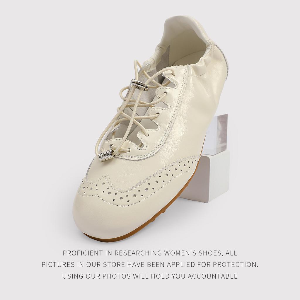 The First Layer Of Cowhide Lace-Up Fashion Single Shoes Women'S Spring And Summer Casual Flat-Bottomed Versatile German Training Shoes