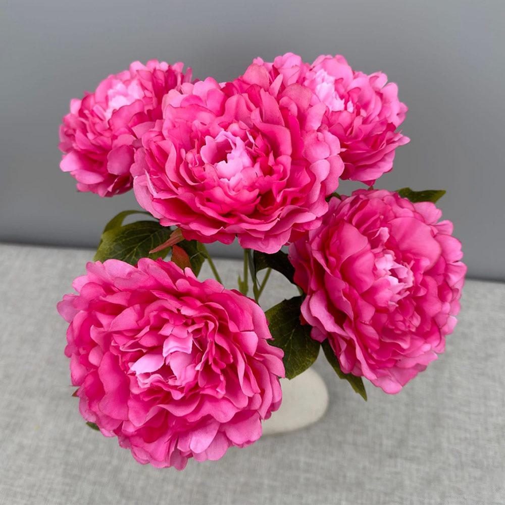 5 Голов Многоцветный Искусственный Цветок Пион Пион Свадебные Букеты Реалистичные Цветы Домашнее Украшение