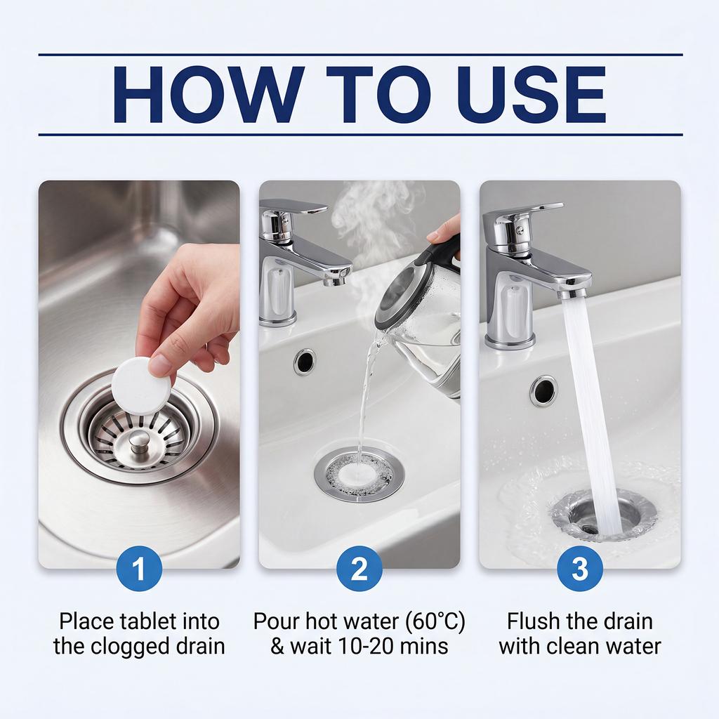 Jue Fish pipe cleaning effervescent tablets kitchen sink toilet dredge and dissolve oily residues, quickly deodorize and refresh 10pcs