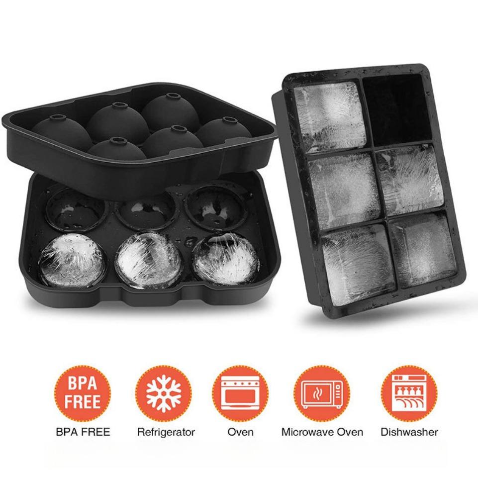 2 Pack Silicone Ice Ball Maker Mold with Leak-Proof Lid Whiskey Sphere Ice Cube Trays for Bourbon Cocktails Easy Release