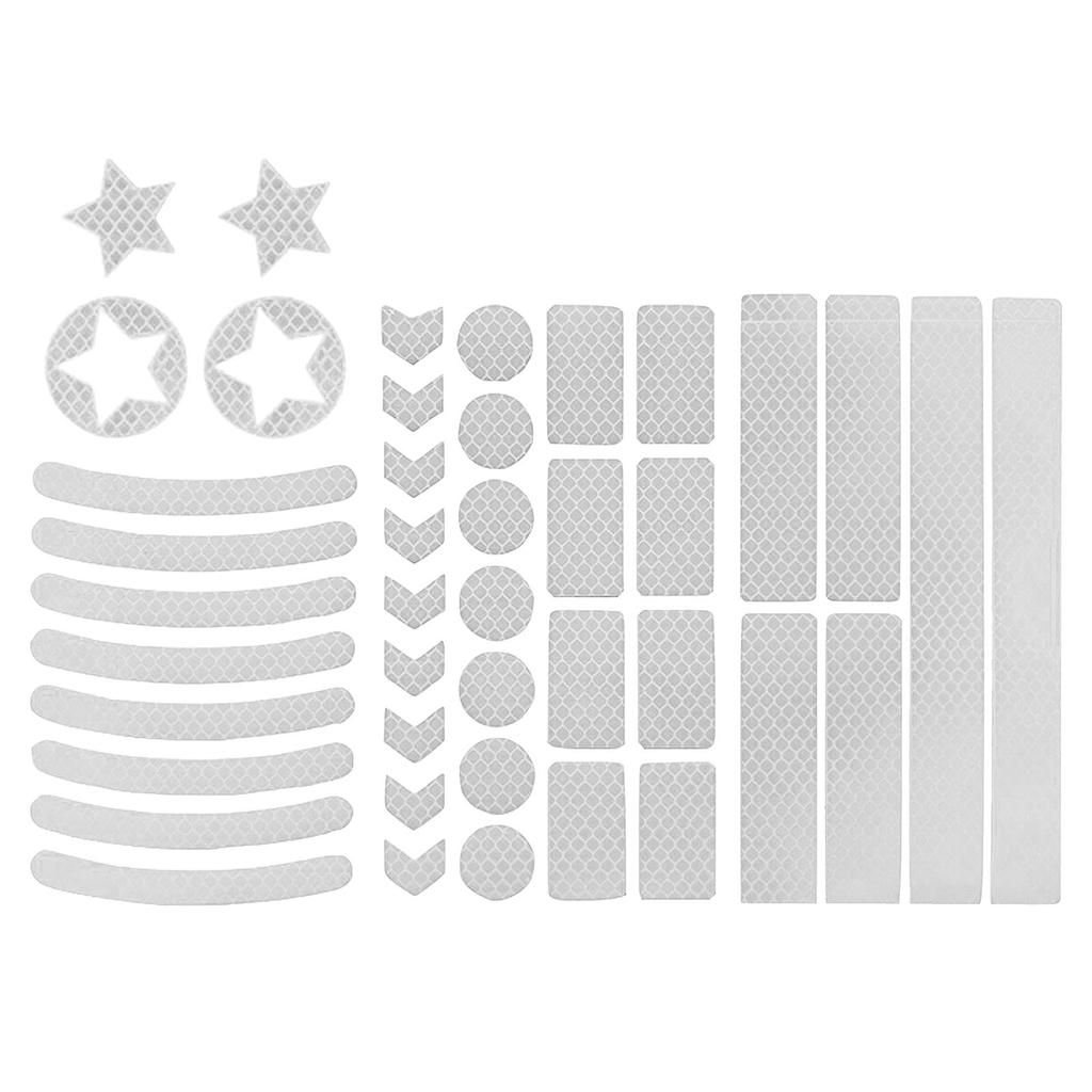 42pcs Reflective Stickers Safety Warning Strips Waterproof Night Visibility Stickers for MTB Scooter Helmet Car