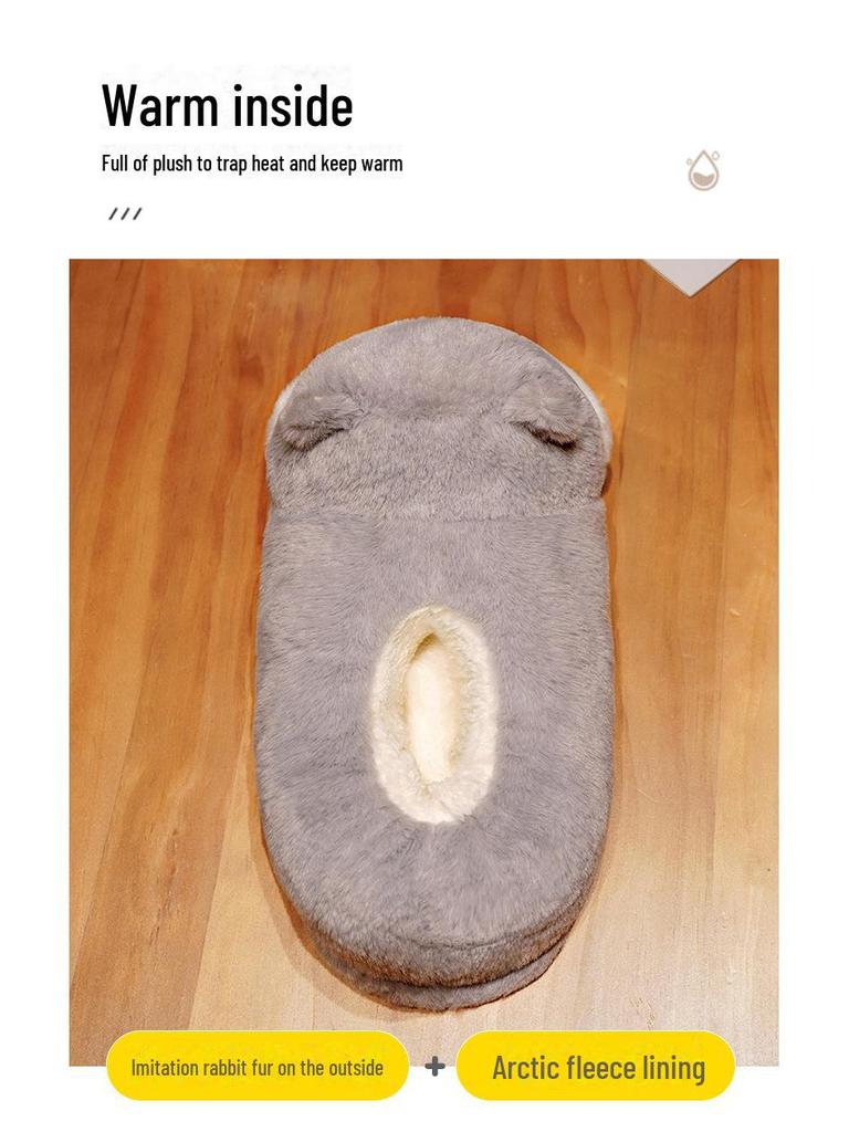 Толстые теплые хлопковые зимние тапочки на утином каблуке для дома