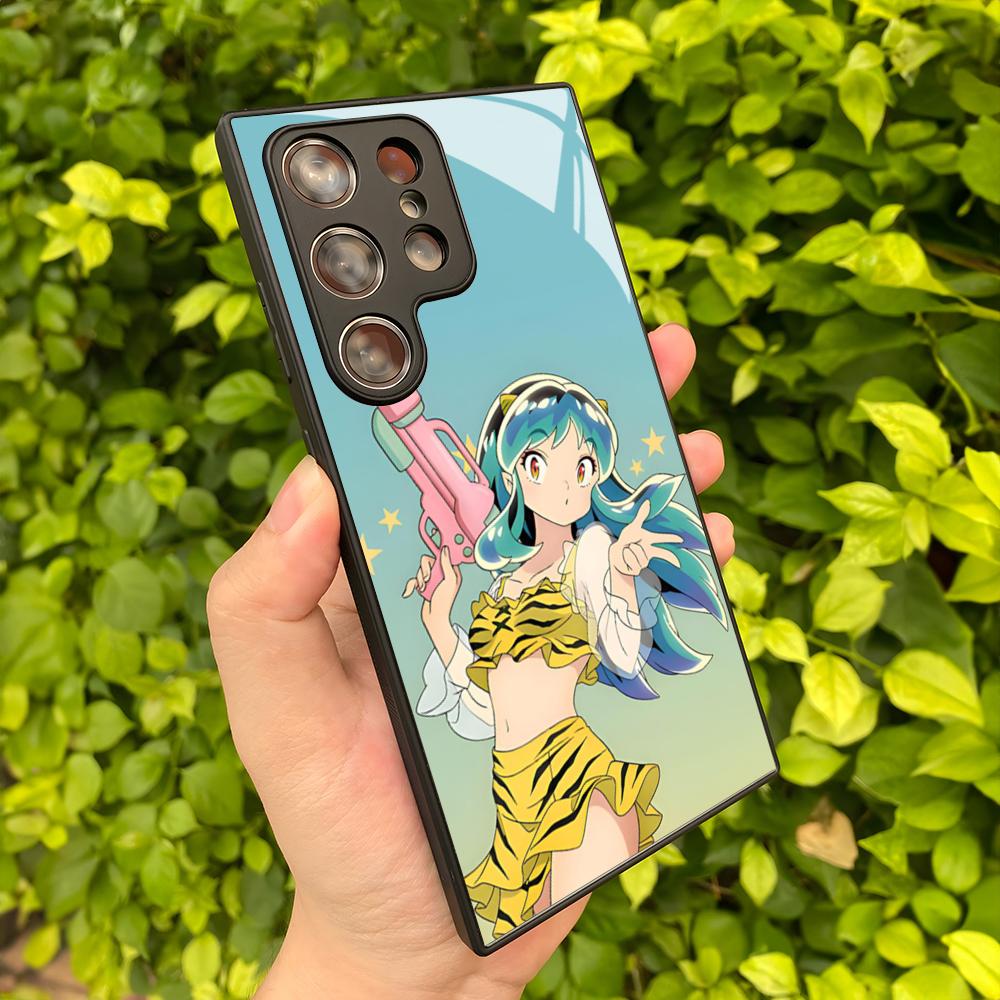 Чехол для телефона с аниме Urusei Yatsura для Samsung Galaxy S24 S23 S22 S20 A24 A54 S21 A34 A53 Note20 M54 Fe Ultra Plus Черный Стеклянная Крышка