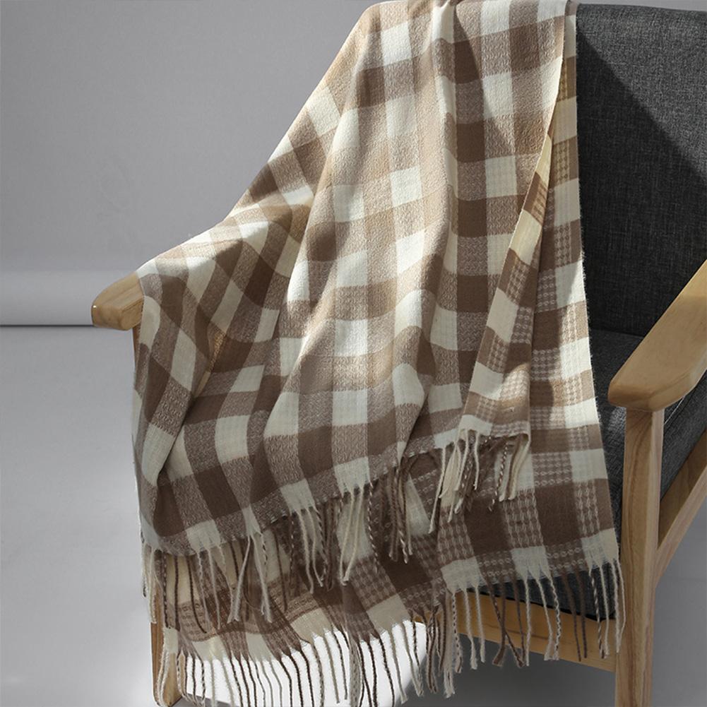Autumn Winter Unisex Scarf Imitation Cashmere British Style Plaid Tassel Cape Shawl