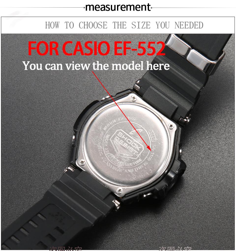 Смоляной ремешок для часов Casio EF-552 EF-552D-1A, водонепроницаемый, спортивный, резиновый браслет, аксессуары для часов, 20 мм