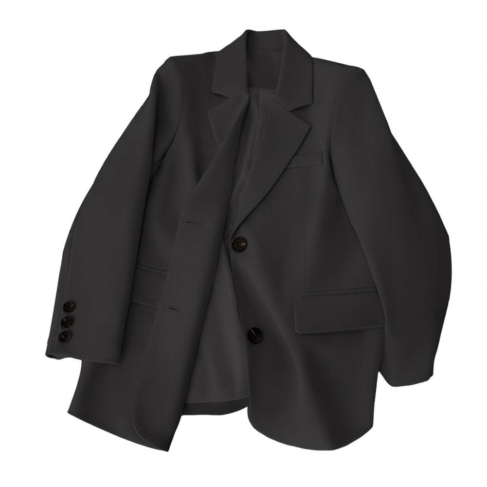 Women Suit Coat Lapel Long Sleeve Flap Pockets Suit Jacket Single Breasted Back Slit Design Solid Color Business Outwear