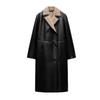 Fall and Winter New Women's Clothing French Double Breasted Poly Urethane Leather Long Sleeves Lapel Double-Sided Coat Outwear 2969260