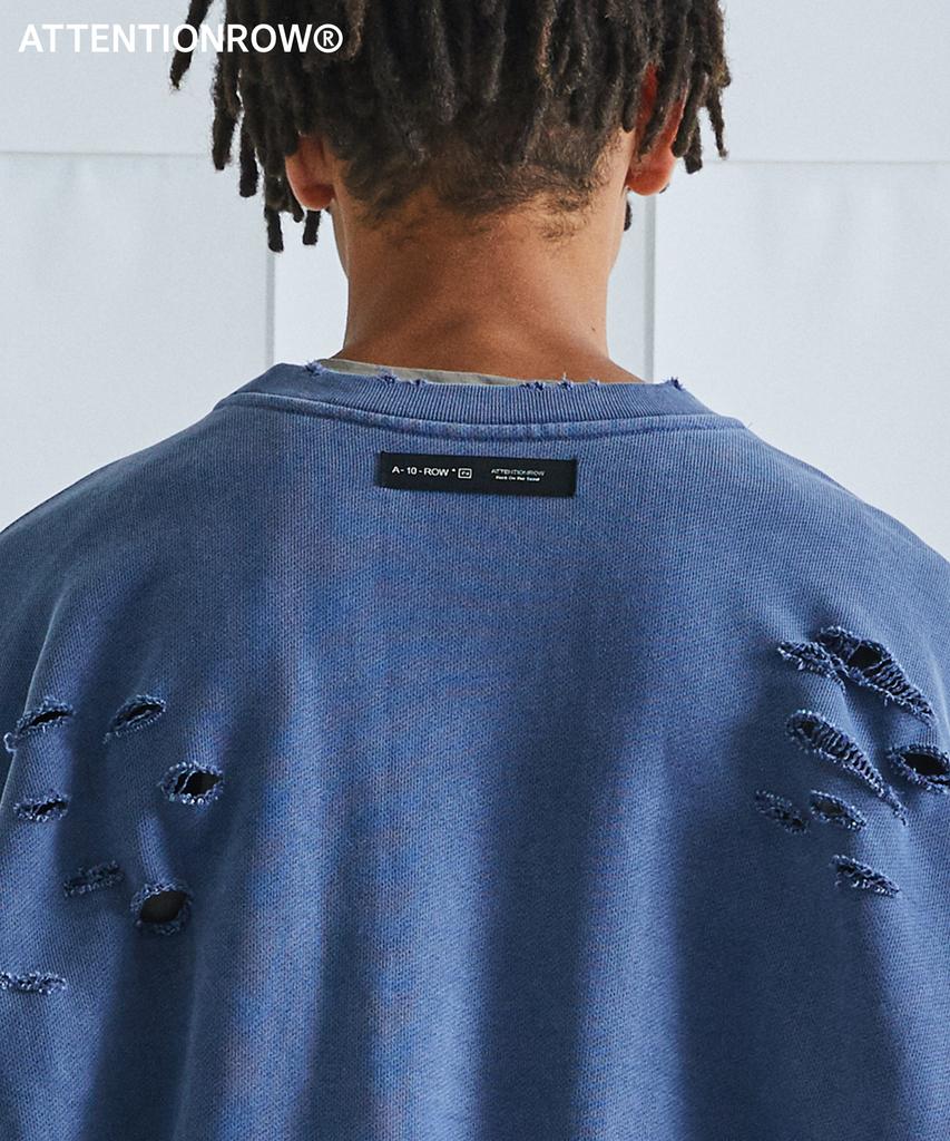 ATTENTIONROW Distressed Ver.2 Pigment Sweatshirt (8 Colors) (Type A)