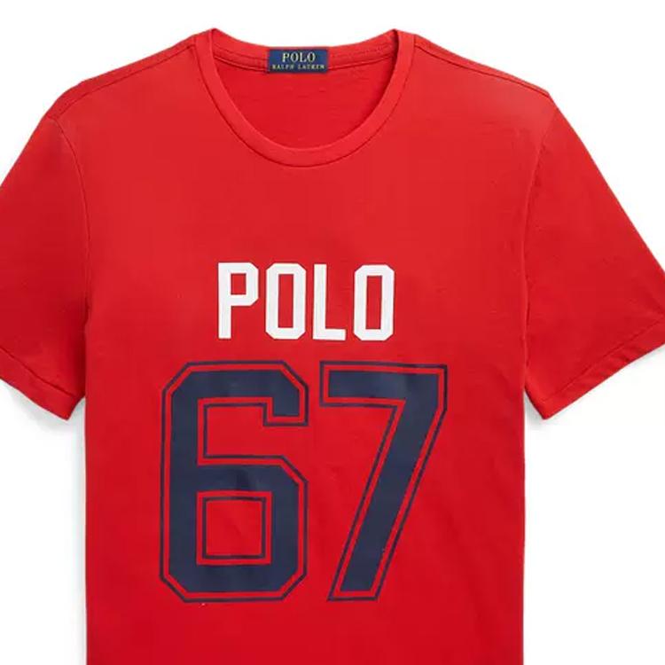 Polo Ralph Lauren Весна-Лето 23 Футболка с принтом букв и цифр логотипа, с круглым вырезом, с коротким рукавом, мужские Топы Красный MNPOTSH1N821903-600