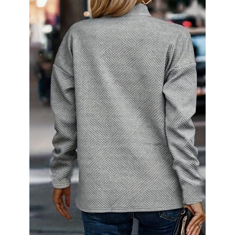 Women S Long Sleeve Stand Collar Solid Color Street Style Sweatshirt