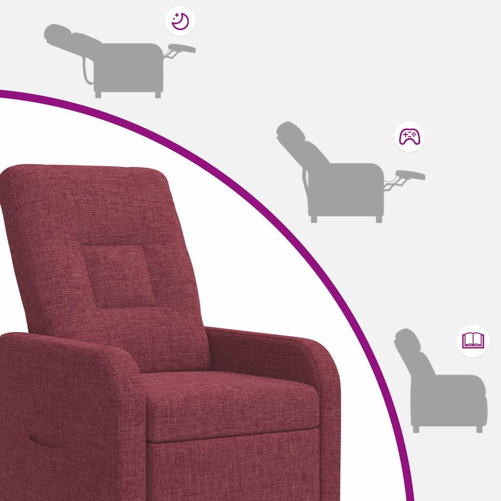 Massage Recliner Chair Wine Red Fabric