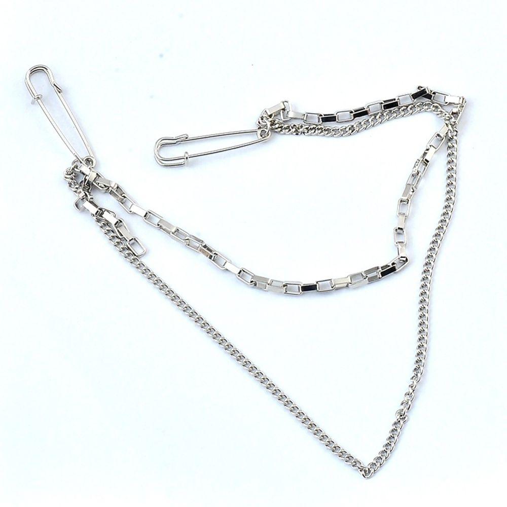 Личность Нагрудная цепочка Двойная подвеска Брошь Значок на лацкан Аксессуары Зажим для воротника Цепочка Заколки для воротника