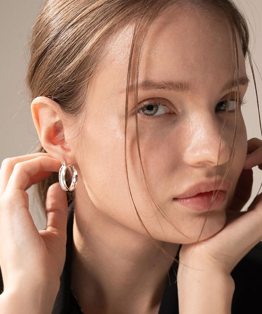 Jnui Linen Hoop Earrings 14K Gold Plated