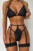 Комплект подвязок Fantasy Сексуальное нижнее белье Черный