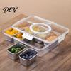 Поднос для закусок из нержавеющей стали с отделениями, Контейнер Snackle Box, Разделенная крышка-сервировщик с ручкой, Большой контейнер на 8 отделений, Безопасный для посудомоечной машины