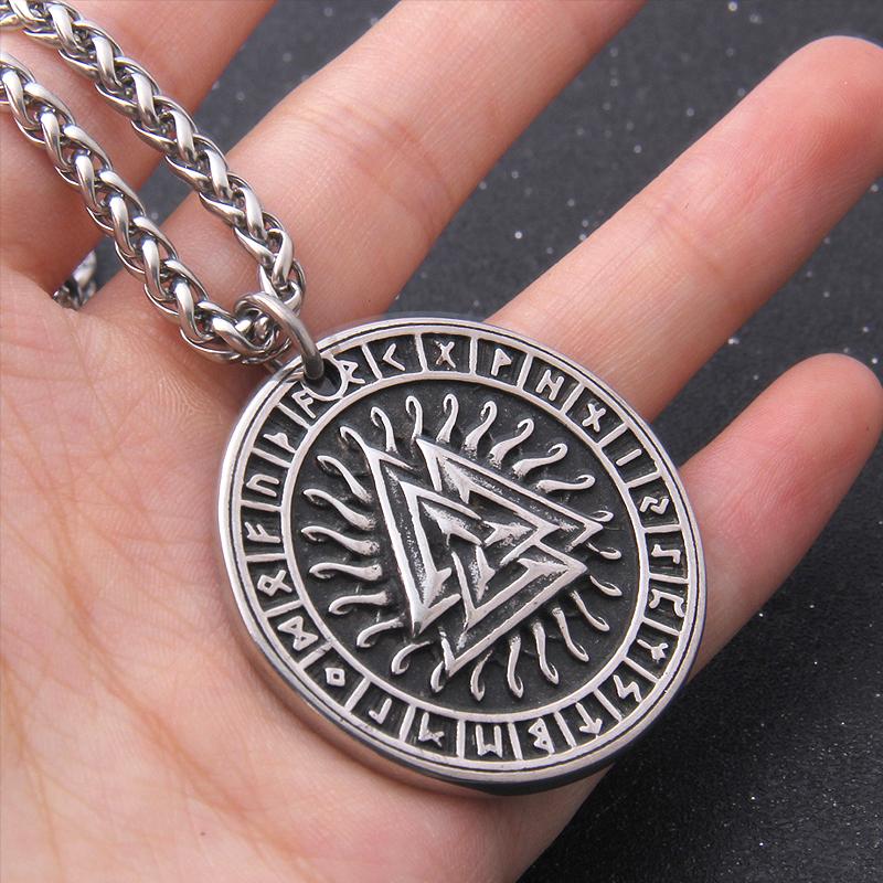 Норвежский скандинавский викинг ожерелье персонализированная руна мода треугольник мужской кулон ювелирные изделия из нержавеющей стали