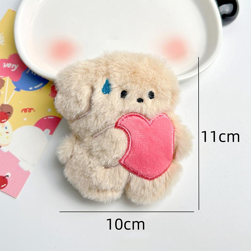 Мультяшный держащий в руках сердечко любви потеющий щенок плюшевая пищащая кукла игрушка брелок милый кулон на сумку автомобильный брелок аксессуары для женщин подарок