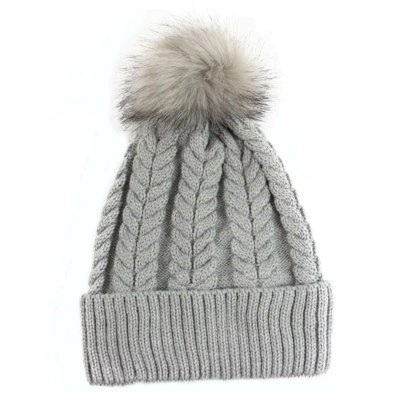New solid color wool knitted hat women's autumn and winter warm hemming winter twist hairball wool hat men