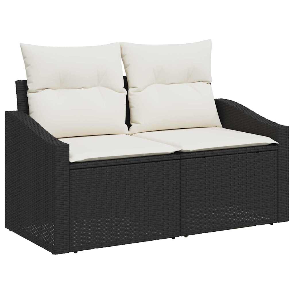 Garden Sofa Set with Storage 7 pcs Black Poly Rattan