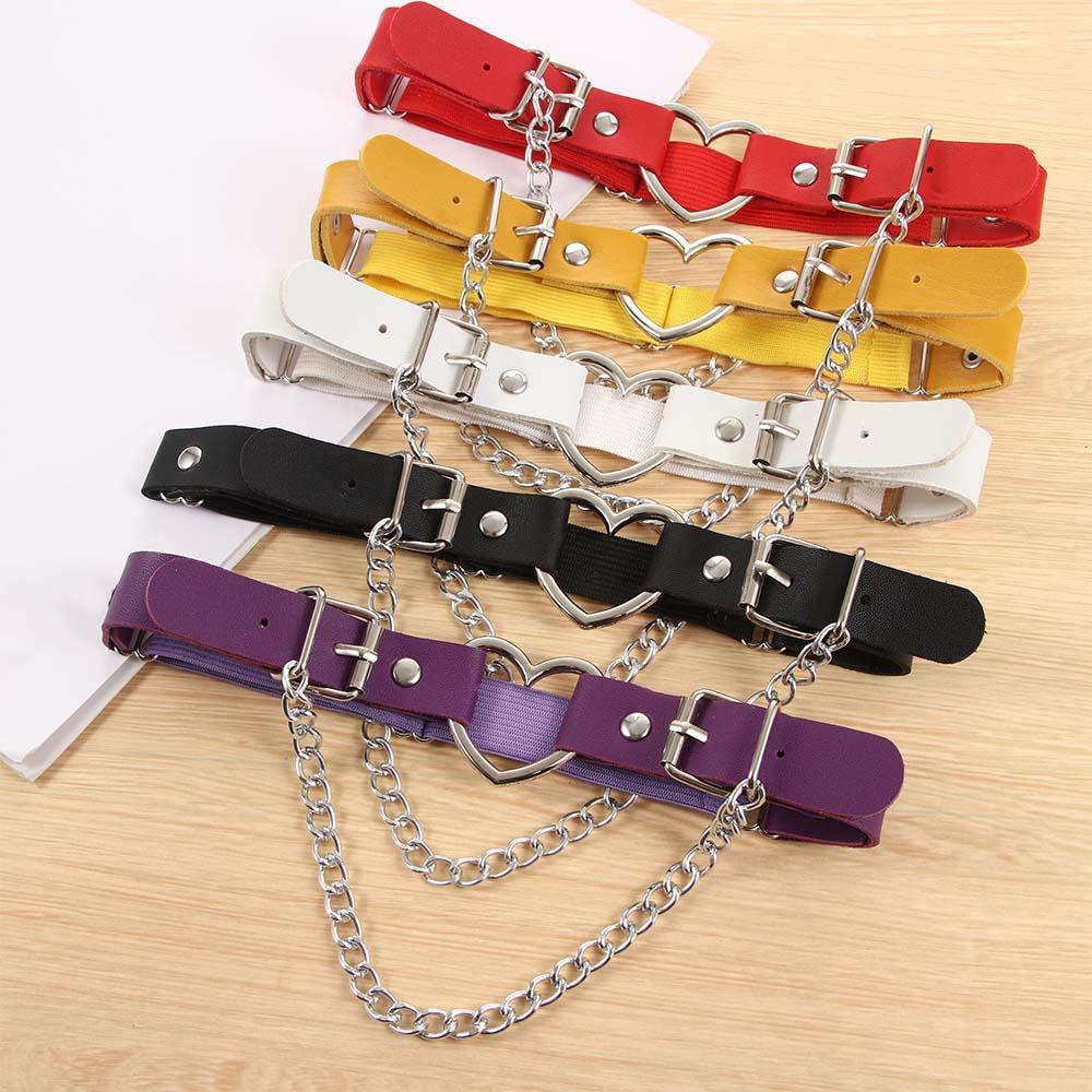 Belt Leg Harness Punk Chain PU Leather Women Suspenders Fashion Accessories Heart Garter Belt