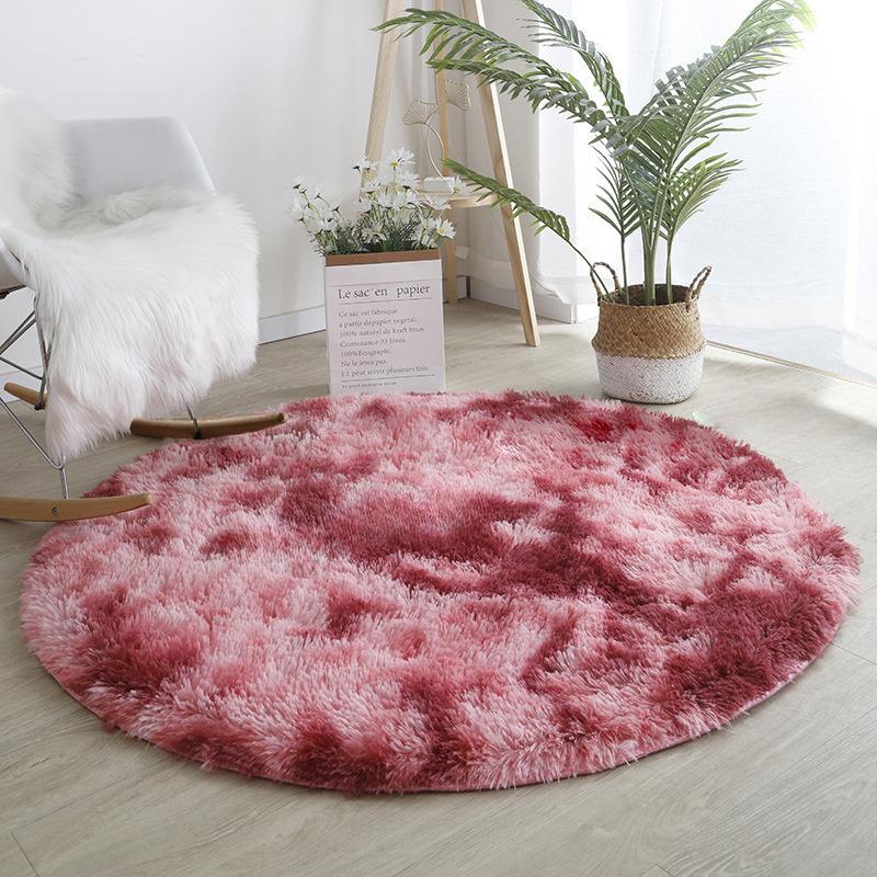 Плюшевый круглый ковер оранжевый тай-дай градиентный игровой коврик скандинавский декор круглый ковер для девочек мягкий милый коврик для стула ковер для спальни