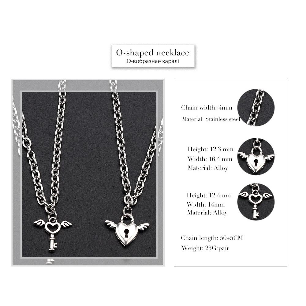 2 шт./компл. парные подвески сердце пара ожерелье любовь ключ замок очаровательные ювелирные изделия цепочка из нержавеющей стали ожерелье ювелирные изделия для женщин