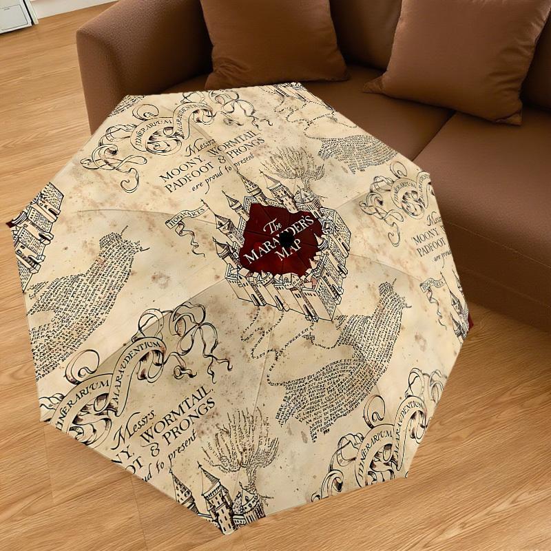 1PC Warner Marauder's Map Hogwarts Automatic Open/Close Umbrella with Windproof, 41-Rib Sturdy Canopy, Durable Ribs1258A