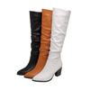 Women's High-heeled Boots Autumn and Winter Temperament Versatile Thick Heel Solid Color Large Size Medium Boots