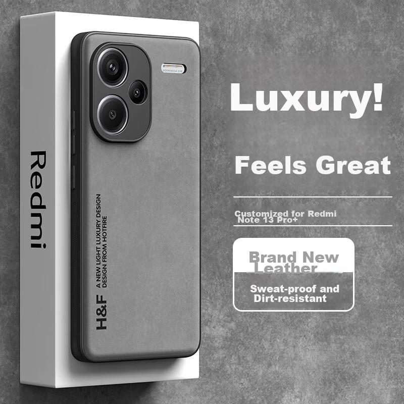 HotFire Phone Case for Xiaomi Redmi Note 13 Pro+, Upgraded Skin-Like Matte Lens Full Protection Silicone Case - Smoke Gray