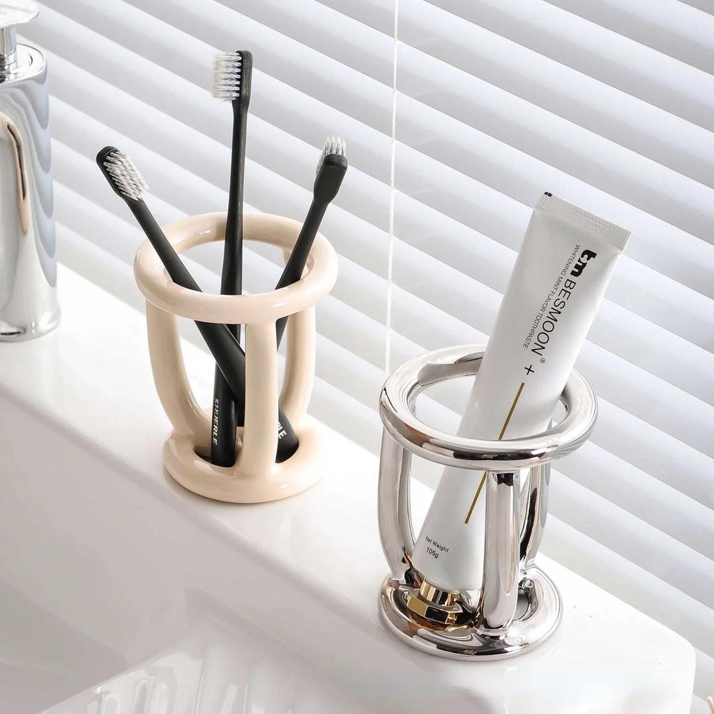 Простая керамическая подставка для зубных щеток, многофункциональная подставка для зубной пасты, портативный органайзер для зубных щеток, аксессуары для ванной комнаты
